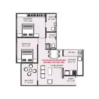 Sankalp HiLife Wadmukhwadi 2 BHK Floor Plan Image